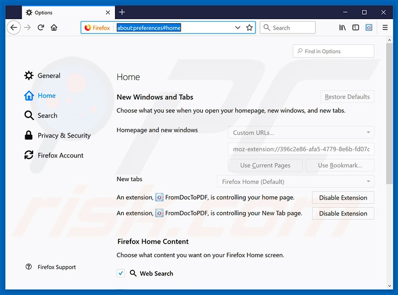 Verwijder hp.myway.com als startpagina in Mozilla Firefox