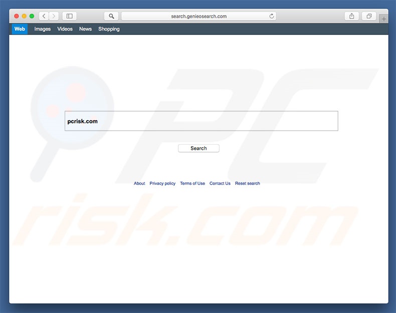search.genieosearch.com browserkaper op een Mac computer