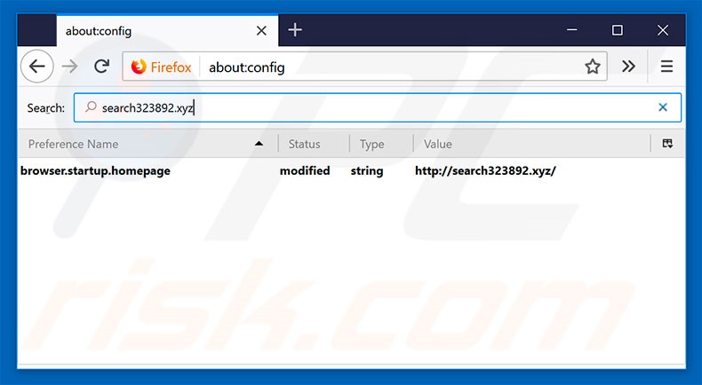Verwijder search323892.xyz als standaard zoekmachine in Mozilla Firefox