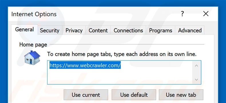 Removing webcrawler.com from Internet Explorer homepage