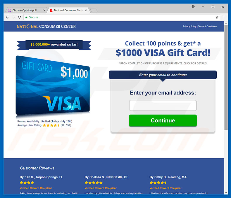 $1000 euro VISA Gift Card oplichting