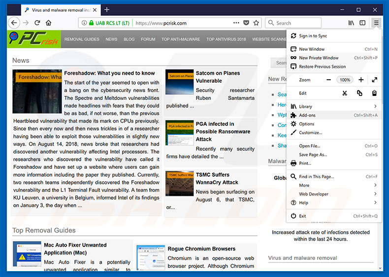 verwijder Ads X In Google Search Results uit Mozilla Firefox stap 1