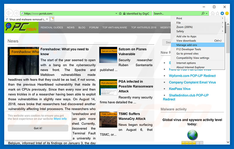 Verwijder Ads X In Google Search Results uit Internet Explorer stap 1