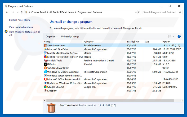Ads X In Google Search Results adware verwijderen via configuratiescherm