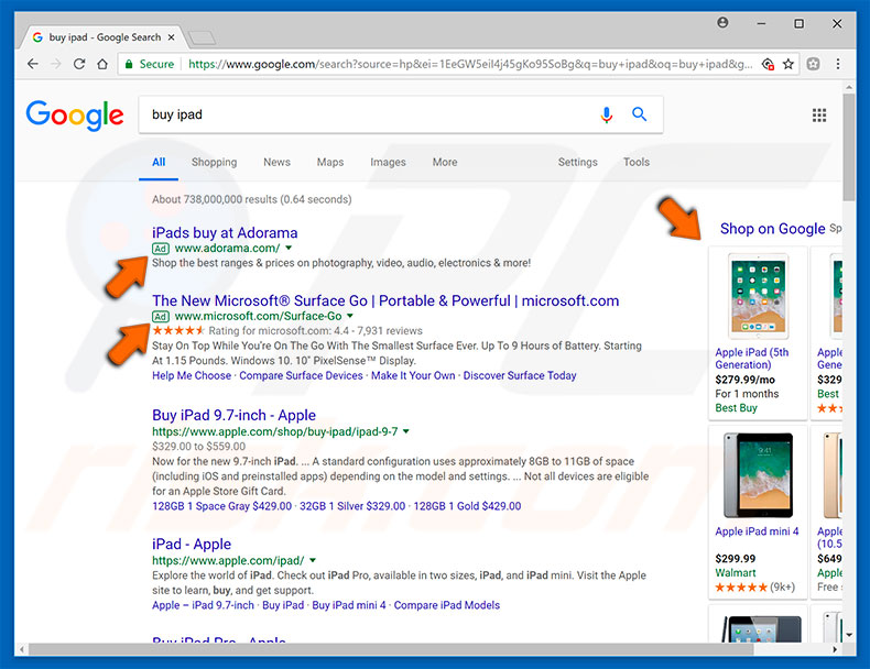 Legitime ads in Google zoekresultaten