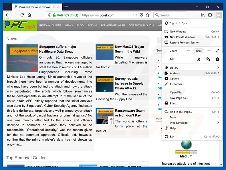 AnyDesk advertenties verwijderen uit Mozilla Firefox stap 1