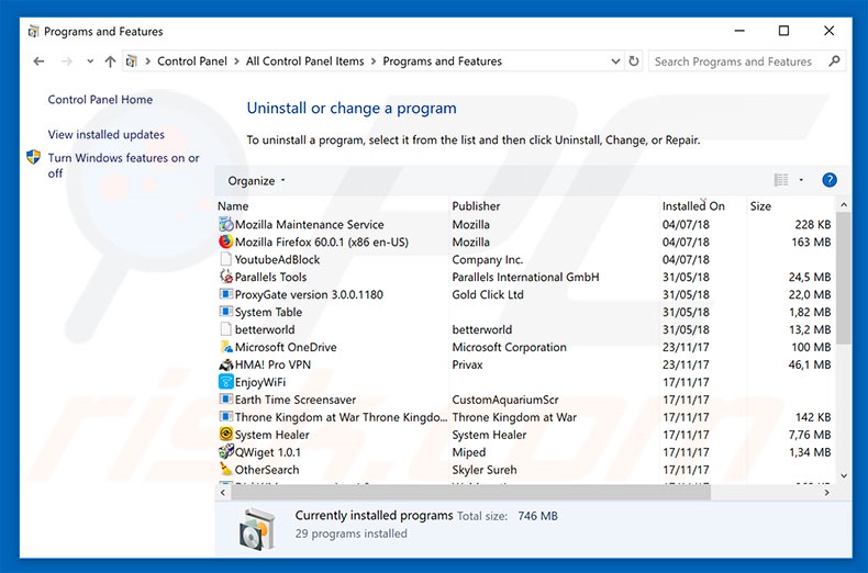 ERROR #AP7MQ79 adware verwijdering via het configuratiescherm