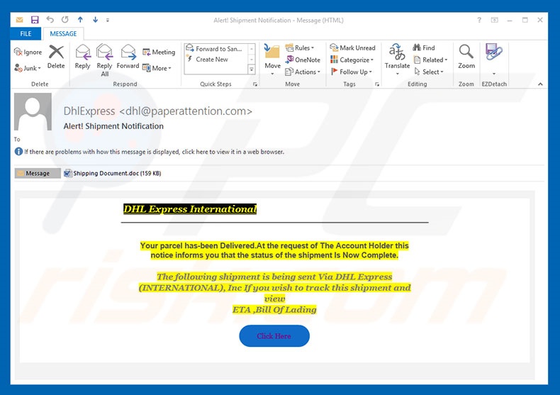 DHL Email Virus variant die Remcos RAT verspreidt
