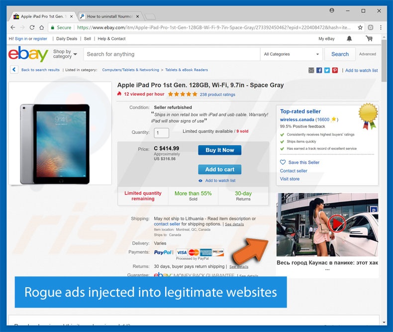 Intrusieve advertenties vertoond door de by My Web Shield adware