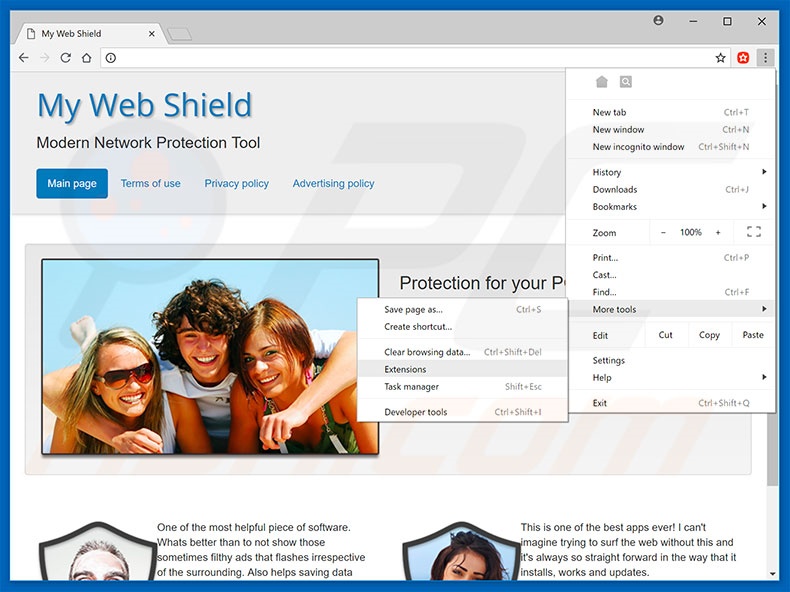 Verwijder de My Web Shield advertenties uit Google Chrome stap 1