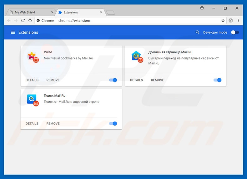 Verwijder de My Web Shield advertenties uit Google Chrome stap 2