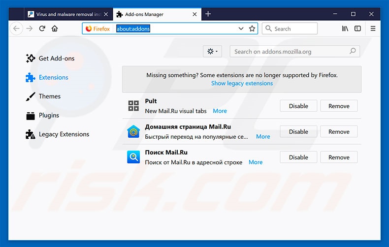 Verwijder de searchfeedtech.com advertenties uit Mozilla Firefox stap 2