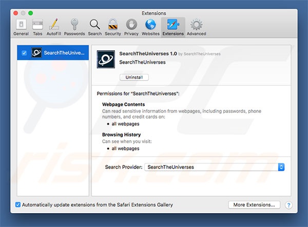 SearchMeCenter browserkaper in Safari