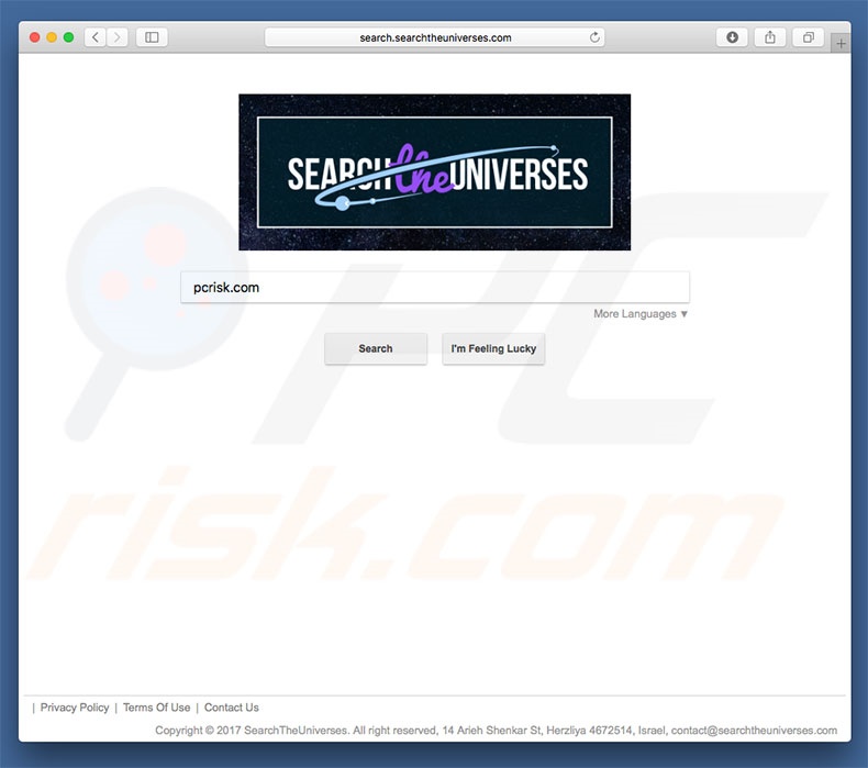 search.searchtheuniverses.com browserkaper op een Mac-computer