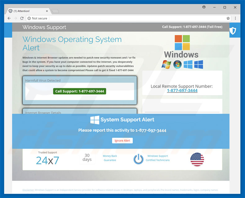 Windows Operating System Alert oplichting