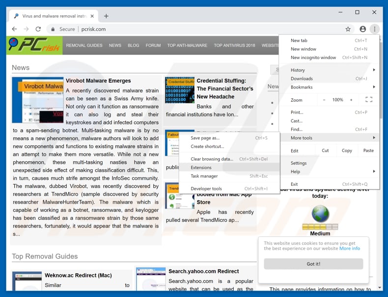 Verwijder frauduleuze extensies uit Google Chrome stap 1