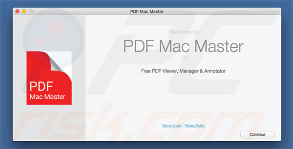 Misleidende installer die PDF Mac Master promoot