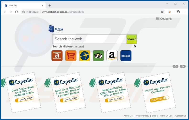 alphashoppers.co browser hijacker