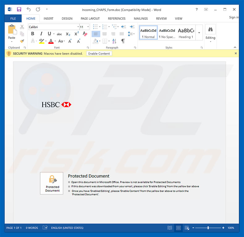 HSBC Email Virus andere bijlage