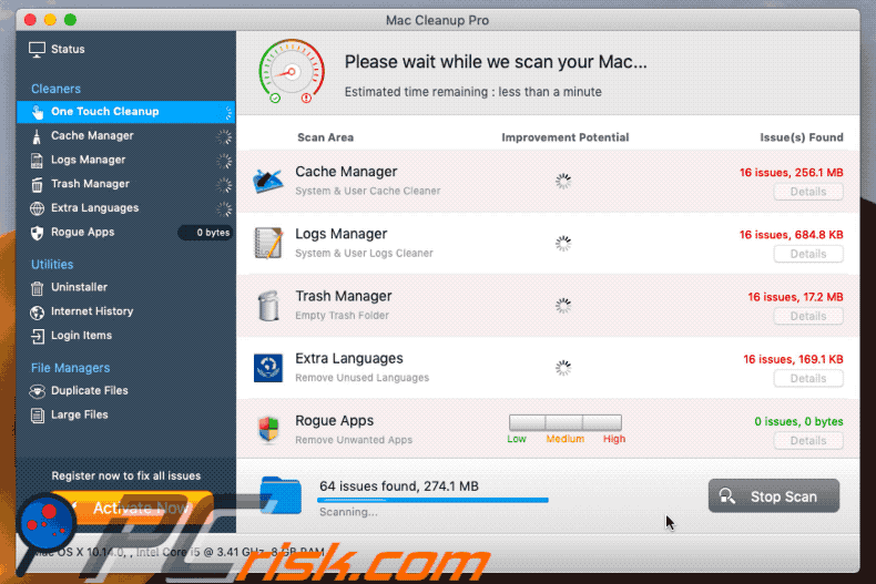 de verschijning van Mac Cleanup Pro (GIF)