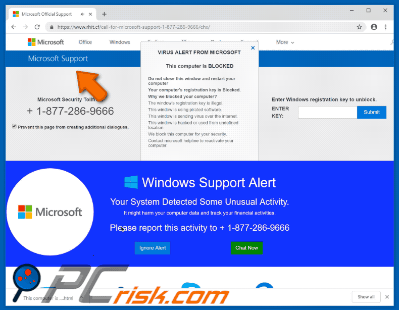 Microsoft Support Alert oplichterij gif