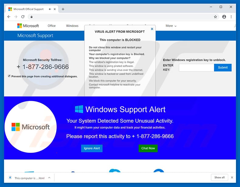 Microsoft Support Alert oplichterij