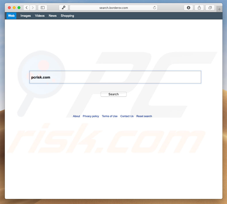 search.borderov.com browserkaper op een Mac computer