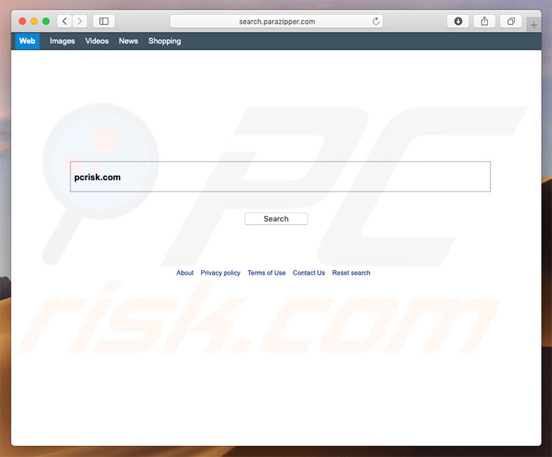search.parazipper.com browserkaper op een Mac computer
