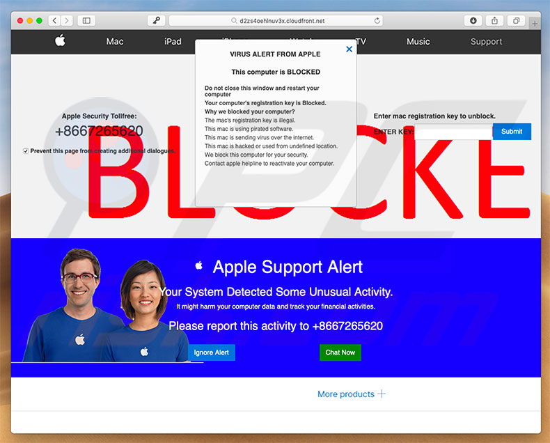 VIRUS ALERT FROM APPLE oplichting