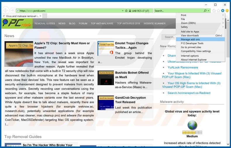 Verwijder filezog.com ads uit Internet Explorer stap 1