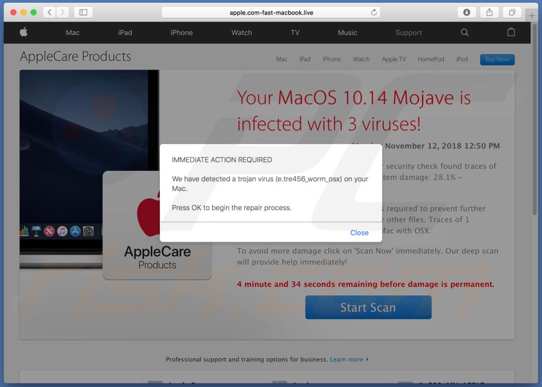 Your MacOS 10.14 Mojave Is Infected With 3 Viruses! oplichting