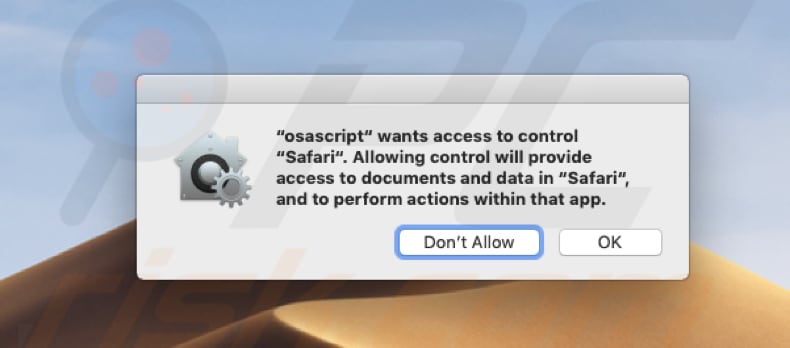 Osascript wants to control Safari oplichting