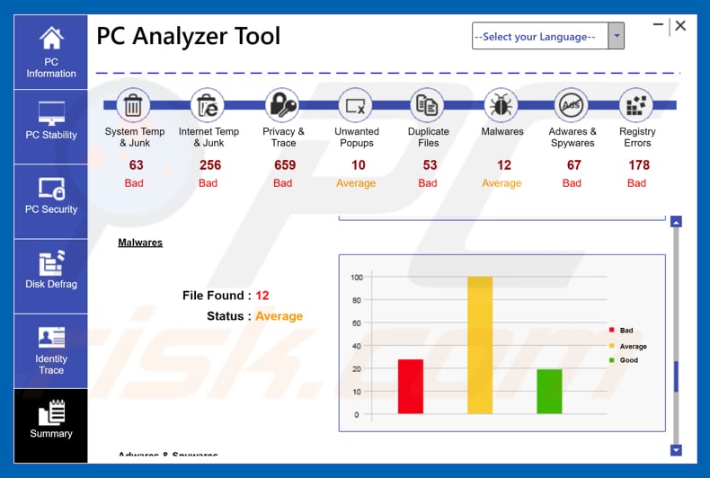 PC Analyzer Tool die valse resultaten toont