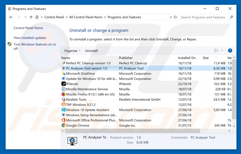 PC Analyzer Tool adware deinstalleren met configuratiescherm