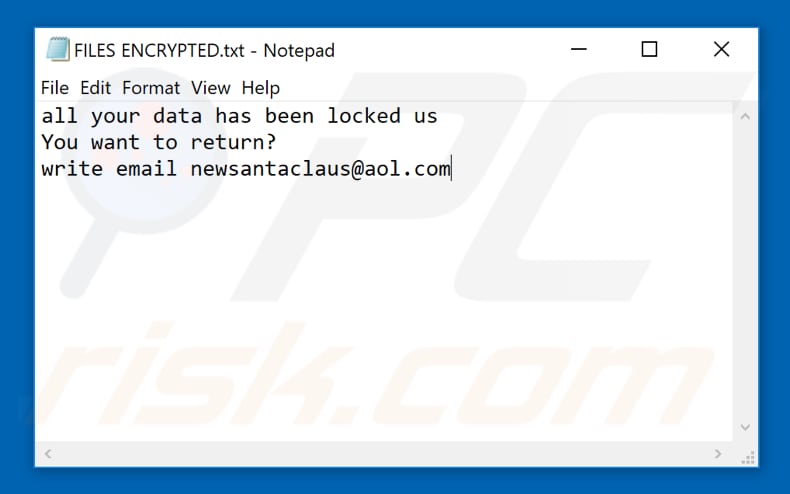 Santa ransomware tekstbestand