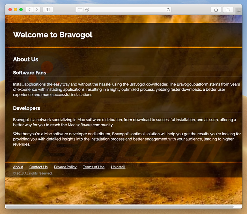 Dubieuze website die search.bravogol.com promoot
