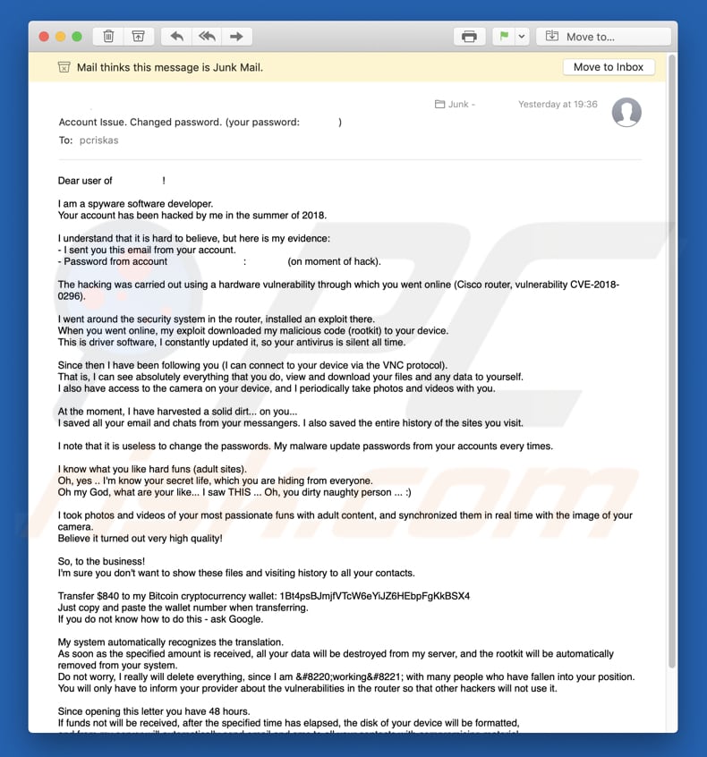 I am a spyware software developer Email oplichting spamcampagn