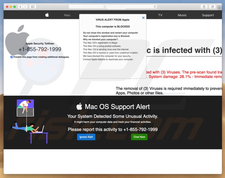 Mac OS Support Alert oplichting
