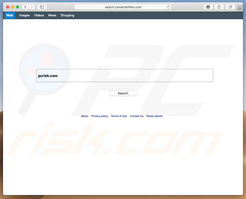 search.convertallfiles.com browserkaper op een Mac computer