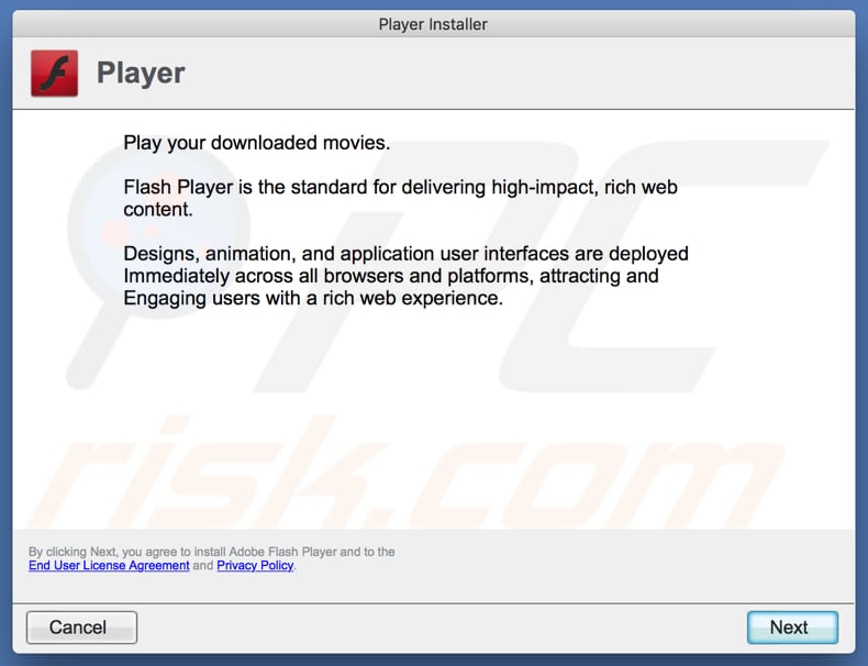 misleidende Flash Player installer