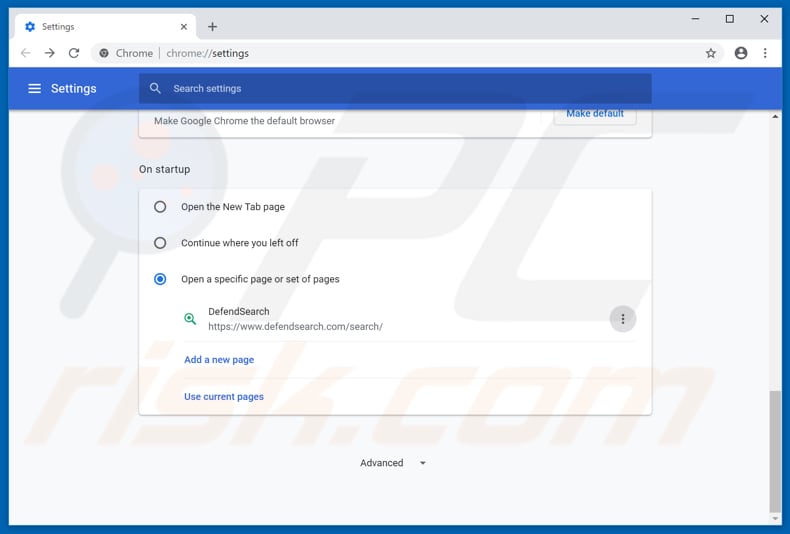 Verwijder de defendsearch.com startpagina uit Google Chrome