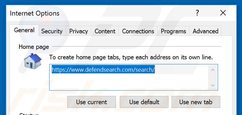 Verwijder de defendsearch.com startpagina uit Internet Explorer 