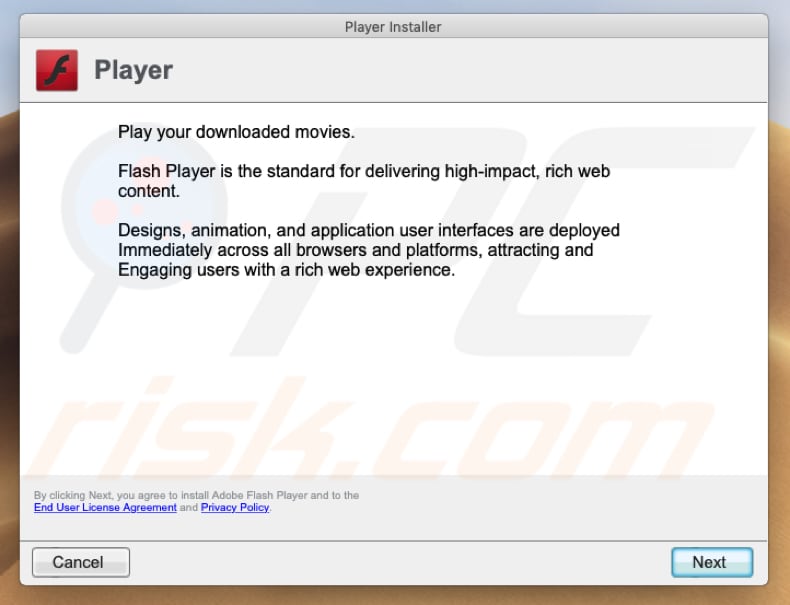 een andere valse Flash Player installer