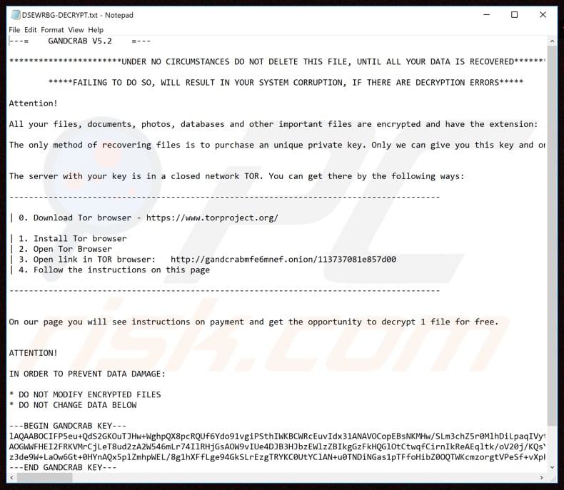 GANDCRAB 5.2 decryptie instructies