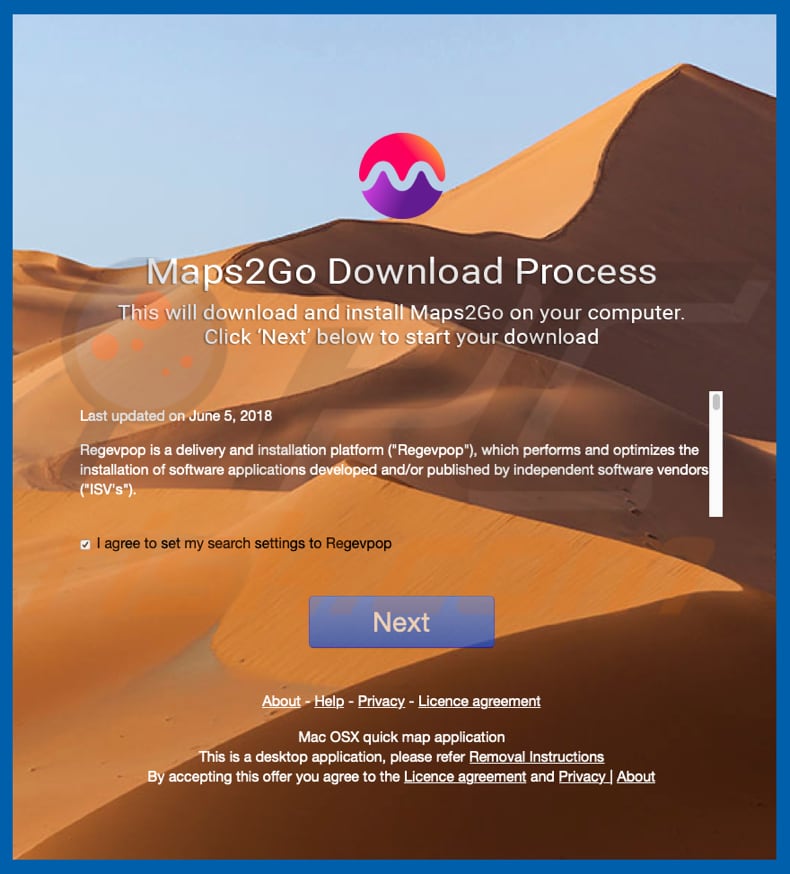 Maps2Go adware setup