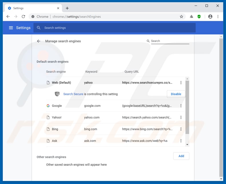 verwijdering van mapsnow.co uit Google Chrome als standaard zoekmachine