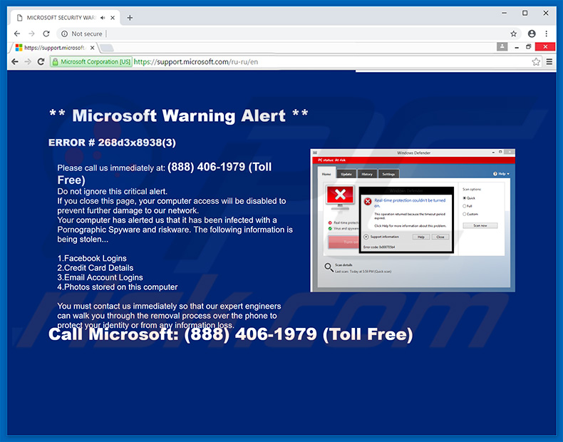 Microsoft Warning Alert scam