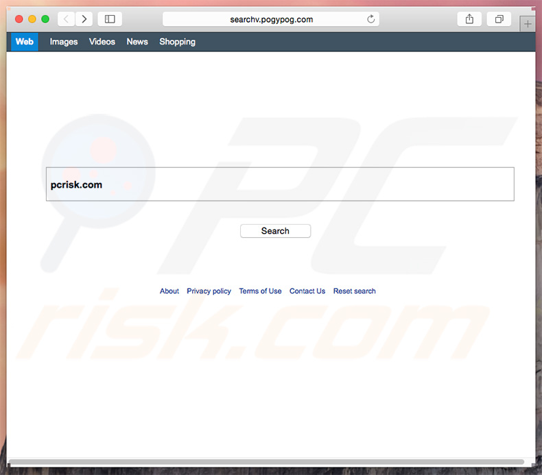 search.pogypog.com browserkaper op een Mac computer