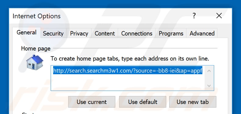 verwijder search.searchm3w1.com uit Internet Explorer startpagina