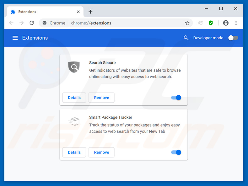Verwijdering smartpackagetracker.com gerelateerde Google Chrome extensies